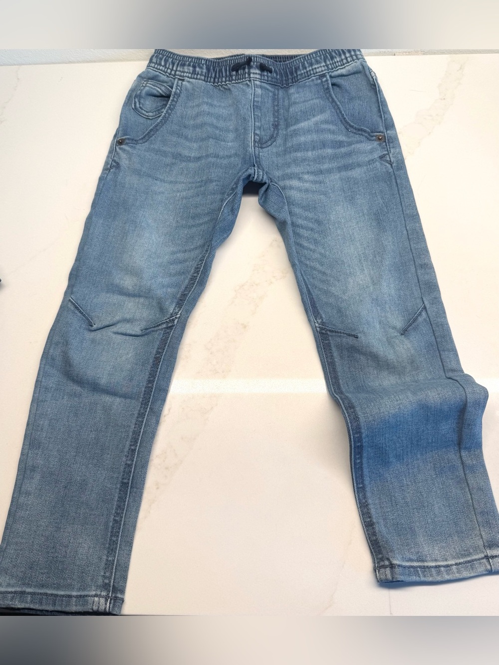 Boys Cat & Jack Jogger Jeans Size 5 Light Wash Pull-On Denim Pants